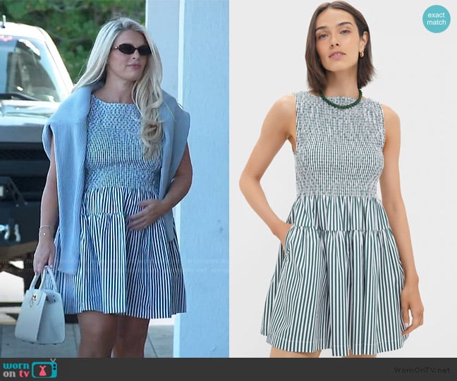 Hill House Home Green Stripe Cosima Mini Nap Dress worn by Madison LeCroy on Southern Charm