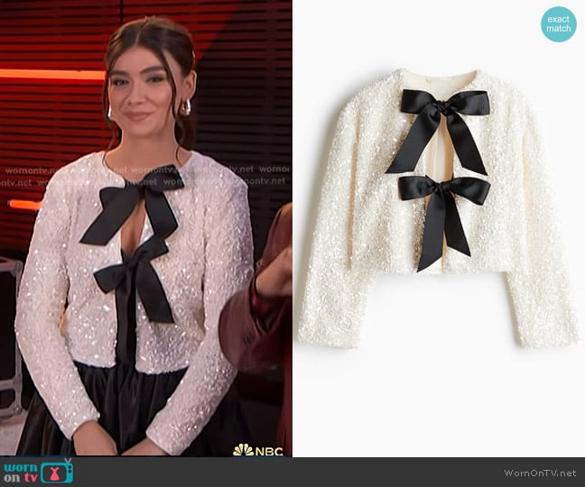 H&M Sequined Bow-front Jacket worn by Gina Miles on The Voice
