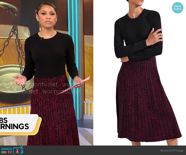 Hobbs Harlie Knitted Dress worn by Jericka Duncan on CBS Mornings