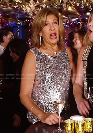 Hoda's silver sequin tank top on Today