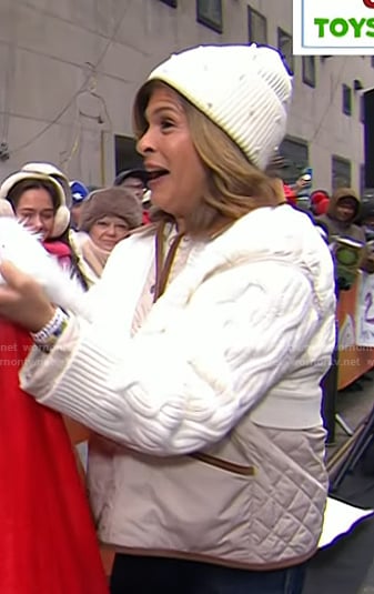 Hoda’s white mixed media jacket on Today