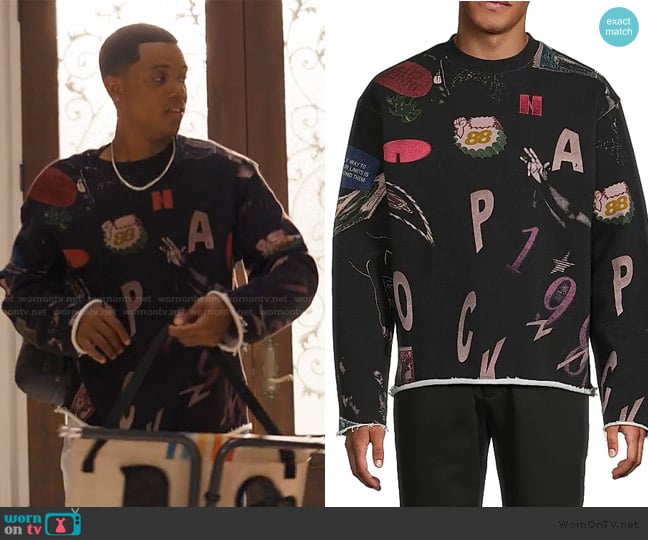 Honor the Gift Collage Cotton Crewneck Sweatshirt worn by Will Smith (Jabari Banks) on Bel-Air