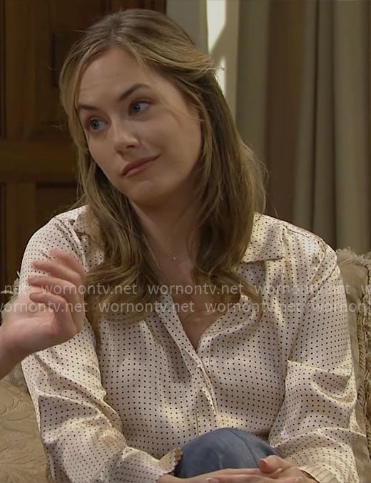 Hope’s cream polka dot shirt on The Bold and the Beautiful