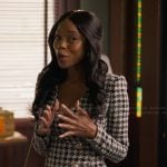 Pamela’s houndstooth tweed dress on Bel-Air