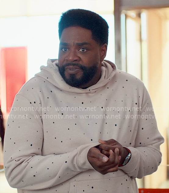 Howard’s blush pink splatter print hoodie on Loot