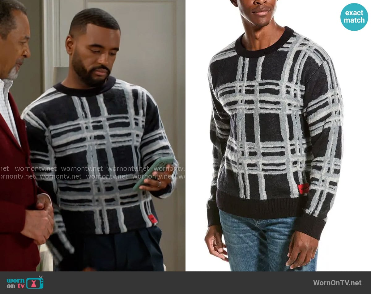 Hugo Sekkon Graphic Sweater worn by Andre Richardson (Sean Freeman) on Beyond the Gates