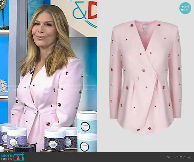 Huishan Zhang Milo Crystal-Embellishe Crepe Jacket in Pink worn by Jill Martin on Today