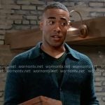 Isaiah’s teal green zig zag sweater on General Hospital