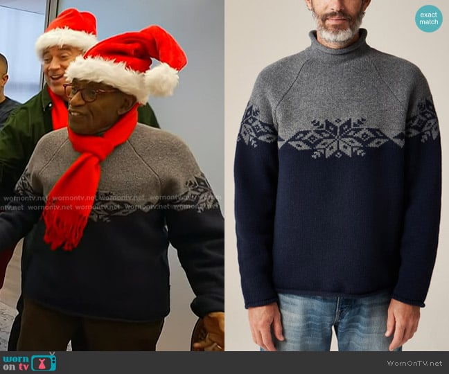 J. Crew Fair Isle Rollneck™ sweater in lambswool worn by Al Roker on Today