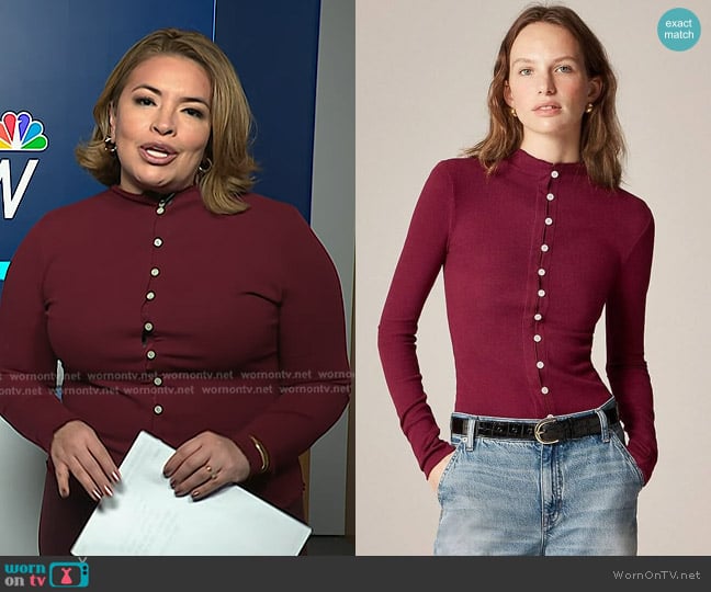 J. Crew Perfect Rib Cardigan Top worn by Gilma Avalos on NBC News Daily