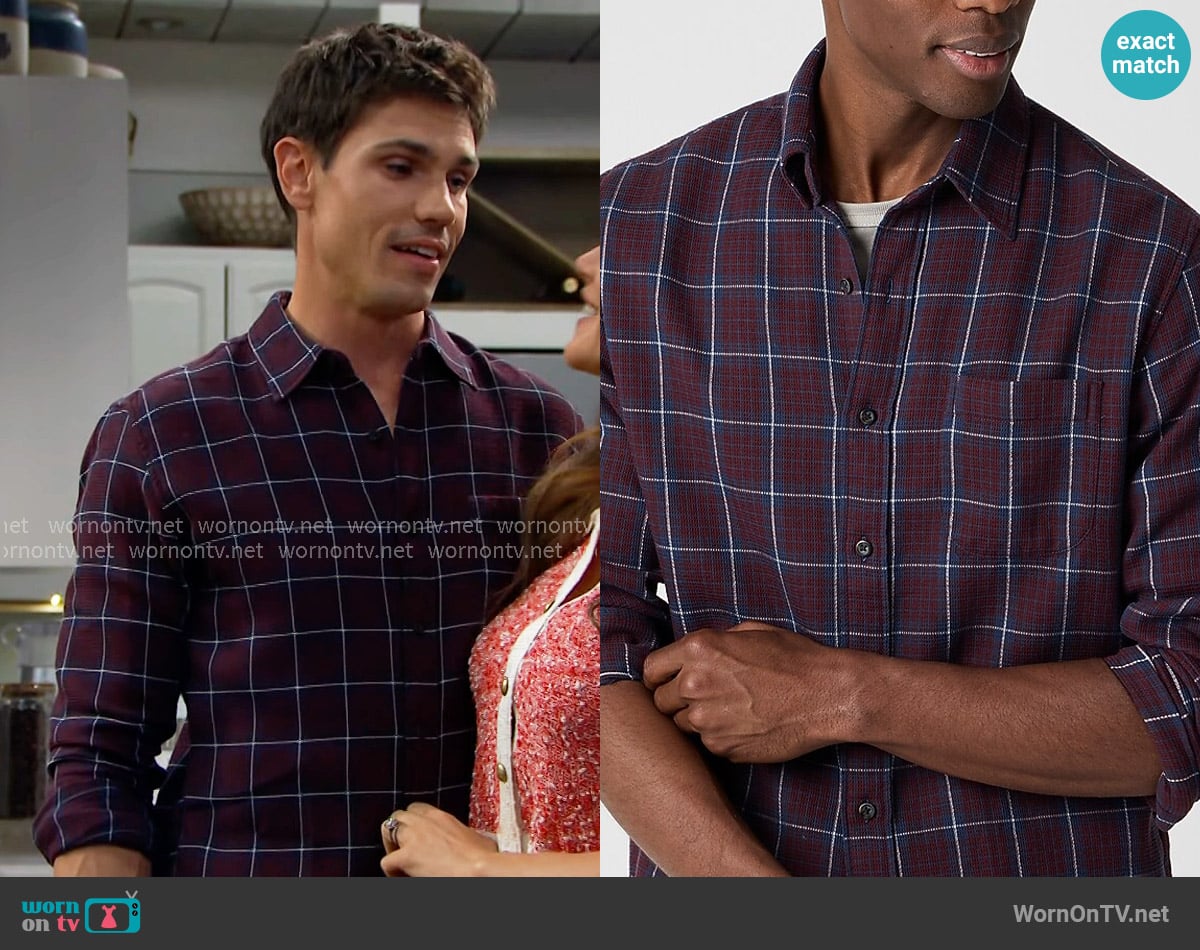 J. Crew Waffle Dobby Shirt worn by Dr. John Finnegan (Tanner Novlan) on The Bold and the Beautiful