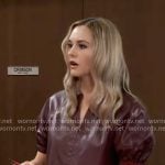 Jacinda’s burgundy leather top on General Hospital