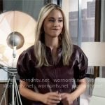 Jacinda’s burgundy leather top on General Hospital