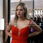 Jacinda’s red lace evening dress on General Hospital