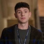 Jacob's brown cardigan on Abbott Elementary