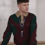 Jacob's red and green polo sweater on Abbott Elementary