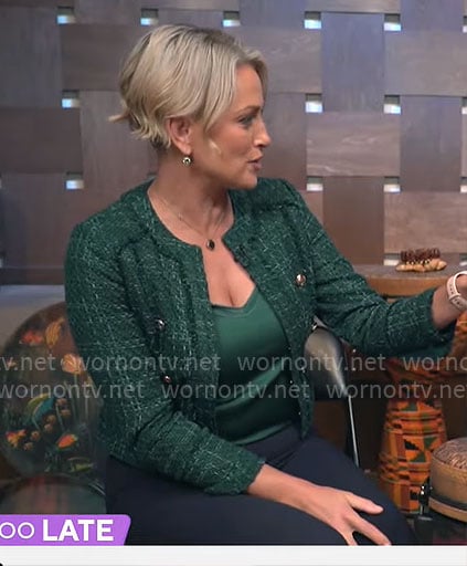 Jamie Yuccas’s green tweed jacket on CBS Mornings