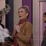 Jan’s tan suede jacket and fringed bag on Beyond the Gates