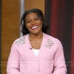 Janai’s pink embellished cardigan on Good Morning America