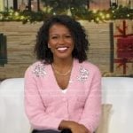 Janai’s pink embellished cardigan on Good Morning America