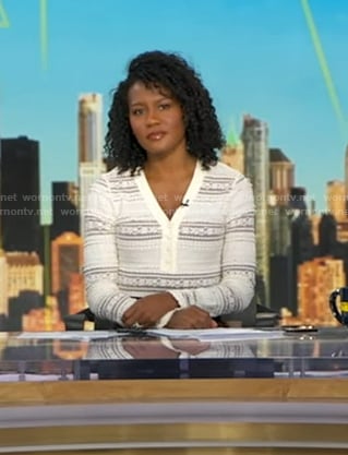 Janai’s white lace inset henley top on Good Morning America