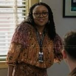 Janine’s floral ruffle maxi dress on Abbott Elementary