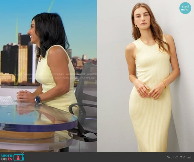 Jason Wu x RTR Ribbed Dress in Yellow worn by Dr. Tara Narula on Good Morning America