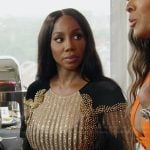 Jassi’s black embellished velvet dress on The Real Housewives of Potomac