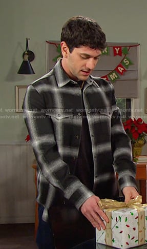 Javi’s black plaid button down shirt on Days of our Lives