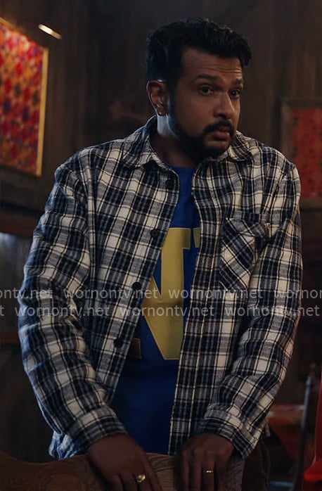 Jay’s plaid overshirt on Ghosts