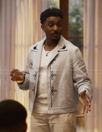 Jazz's blue embroidered jacket on Bel-Air
