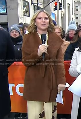 Jenna's brown fur wrap coat on Today