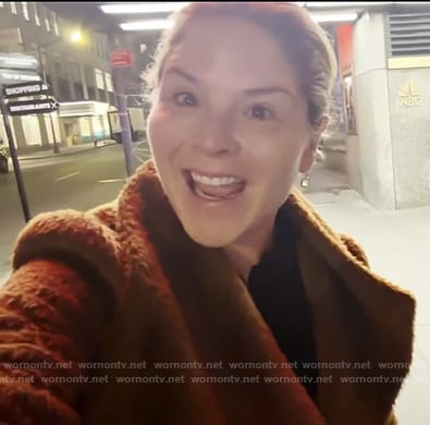 Jenna's brown fur wrap coat on Today