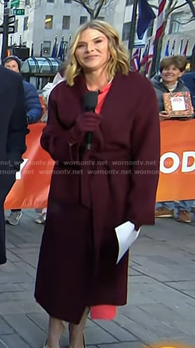 Jenna's burgundy wrap coat on Today