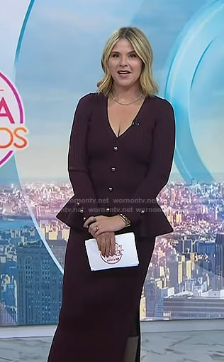 Jenna's winde red peplum cardigan and knit skirt on Today