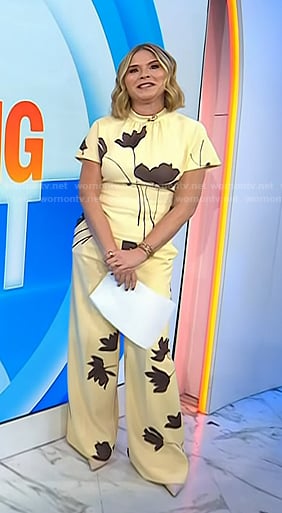 Jenna’s yellow and brown floral print top and pants on Today