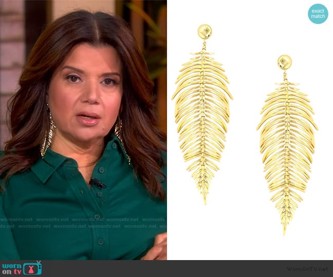 Jennifer Miller Leaf Earrings worn by Ana Navarro on The View