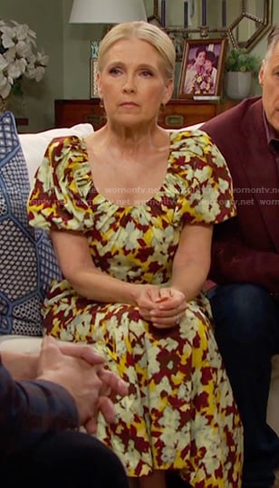 Jennifer’s floral print puff sleeve dress on Days of our Lives