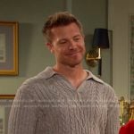 Jeremy’s beige cable knit polo sweater on Days of our Lives