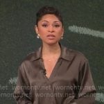 Jericka Duncan’s brown wrap shirt on CBS Mornings
