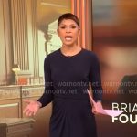 Jericka Duncan’s draped front long sleeve dress on CBS Mornings