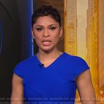 Jericka’s blue ribbed cross front top on CBS Evening News