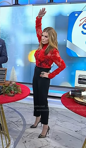 Jill's black lace heel pumps on Today