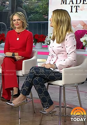 Jill’s pink embellished blazer and print jeans on Today