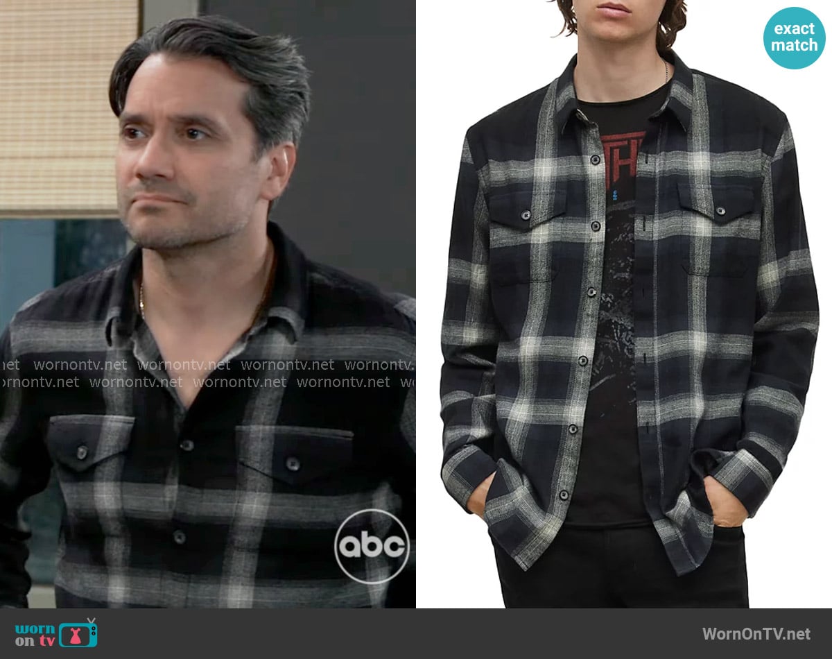 John Varvatos Dale Shirt in Iron Gray worn by Dante Falconeri (Dominic Zamprogna) on General Hospital