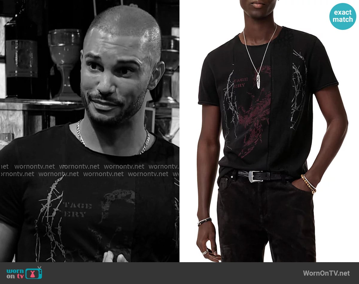 John Varvatos Raw Edge Graphic Tee worn by Holden Novak (Nathan Owens) on The Young and the Restless