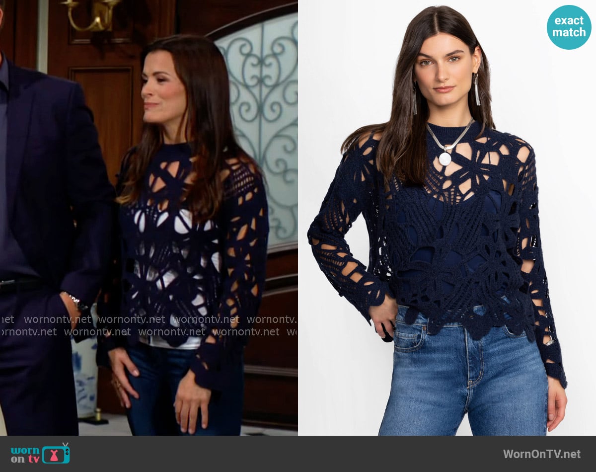 Johnny Was The Crochet Pullover worn by Chelsea Lawson (Melissa Claire Egan) on The Young and the Restless