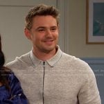 Johnny’s grey zip front short sleeve knit shirt on Days of our Lives