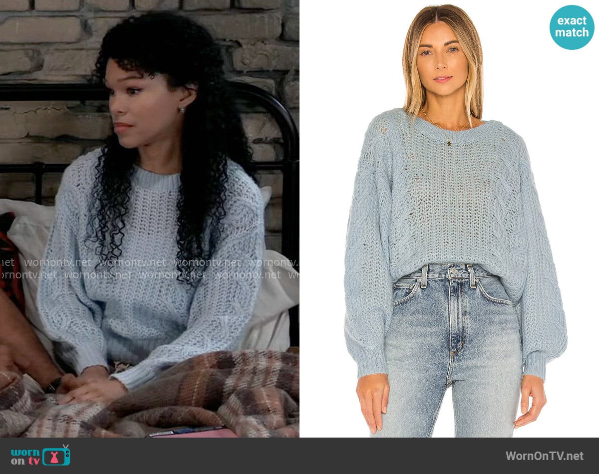 Joie Pravi Sweater in Ice worn by Portia Robinson (Brook Kerr) on General Hospital