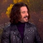 Jonathan Roumie’s black leather jacket on The View
